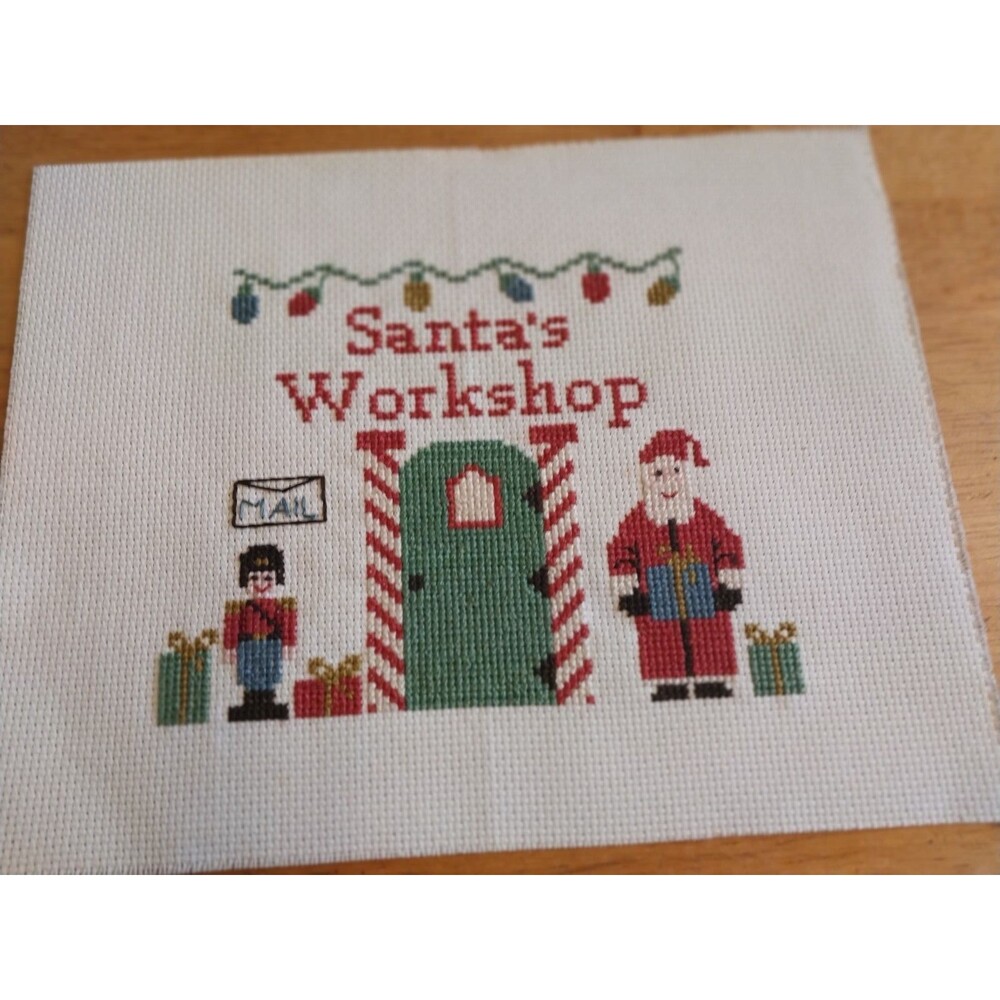 Santa's Workshop 14 Ct Cross Stitch Finished completed 8 X 10